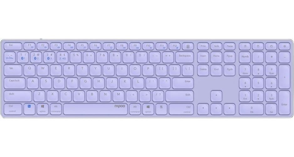Rapoo E9800M Tastatur RF Wireless + Bluetooth QWERTZ Deutsch Lila (00220285) afbeelding 1