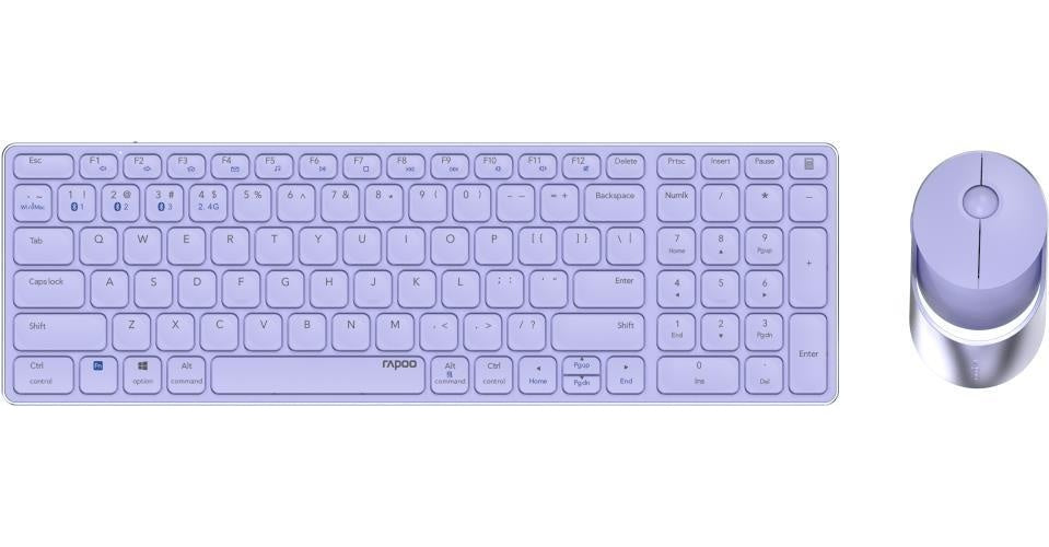 Rapoo 9750M Tastatur Maus enthalten RF Wireless + Bluetooth QWERTZ Deutsch Lila (00215377) afbeelding 1