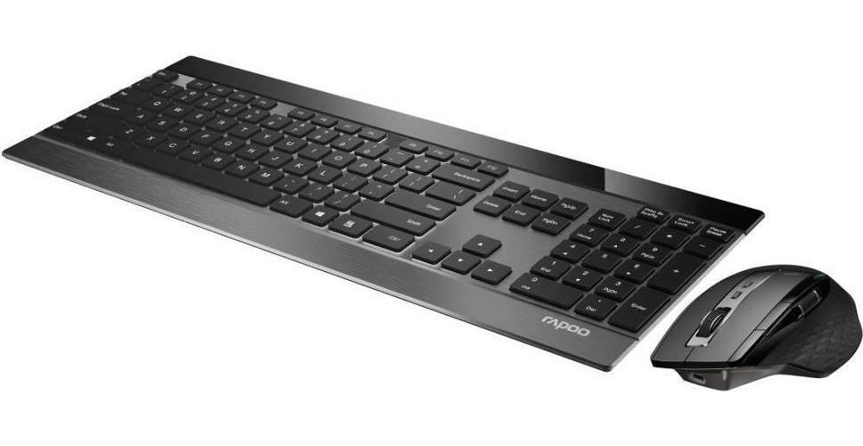 Rapoo 9900M - Tastatur-und-Maus-Set - kabellos - 2.4 GHz, Bluetooth 4.0, Bluetooth 3.0 - Deutsch - Schwarz afbeelding 1