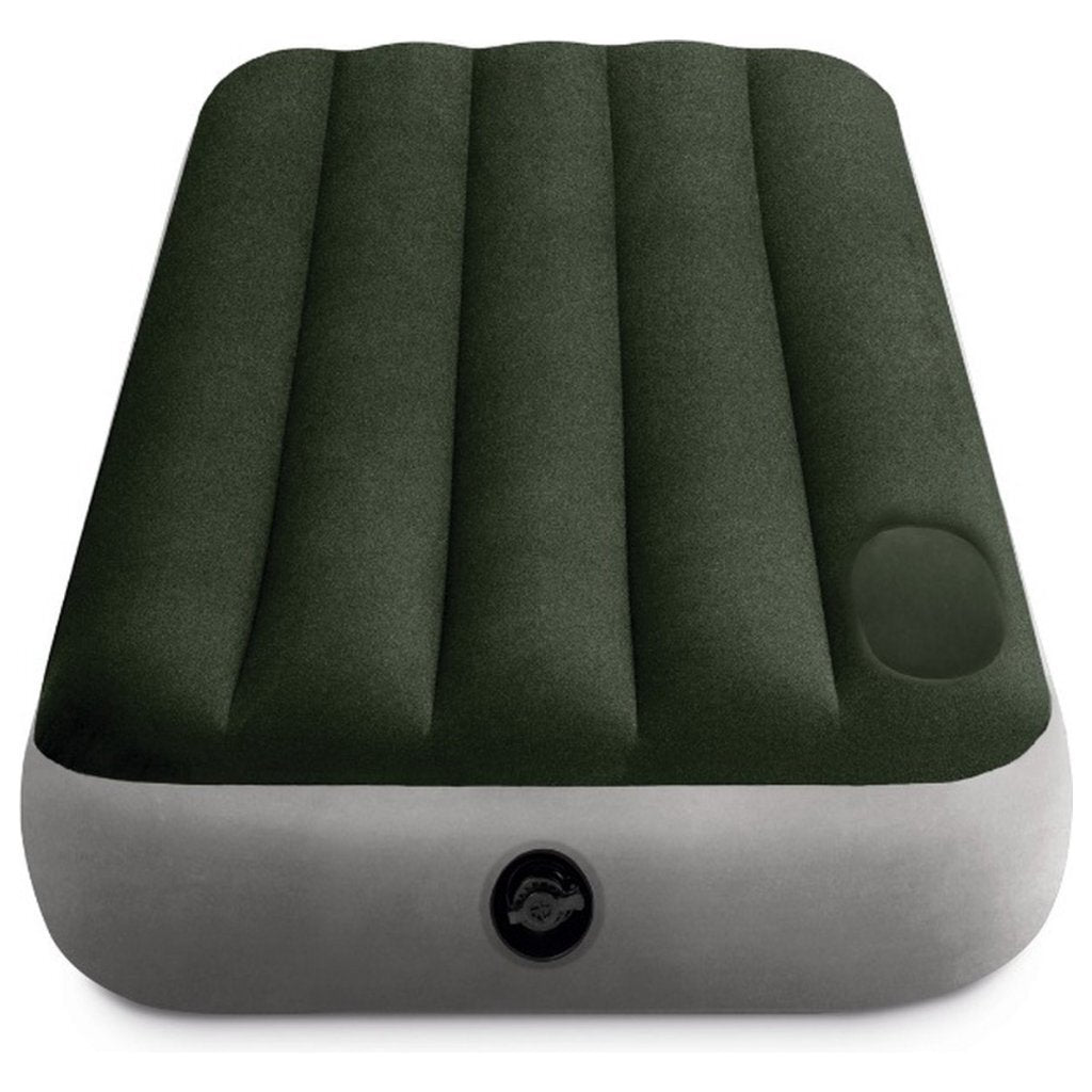 Intex Jr. Twin Dura-Beam Downy Single Airbed 191x76x25 cm + Built-in Foot Pump Green/Gray