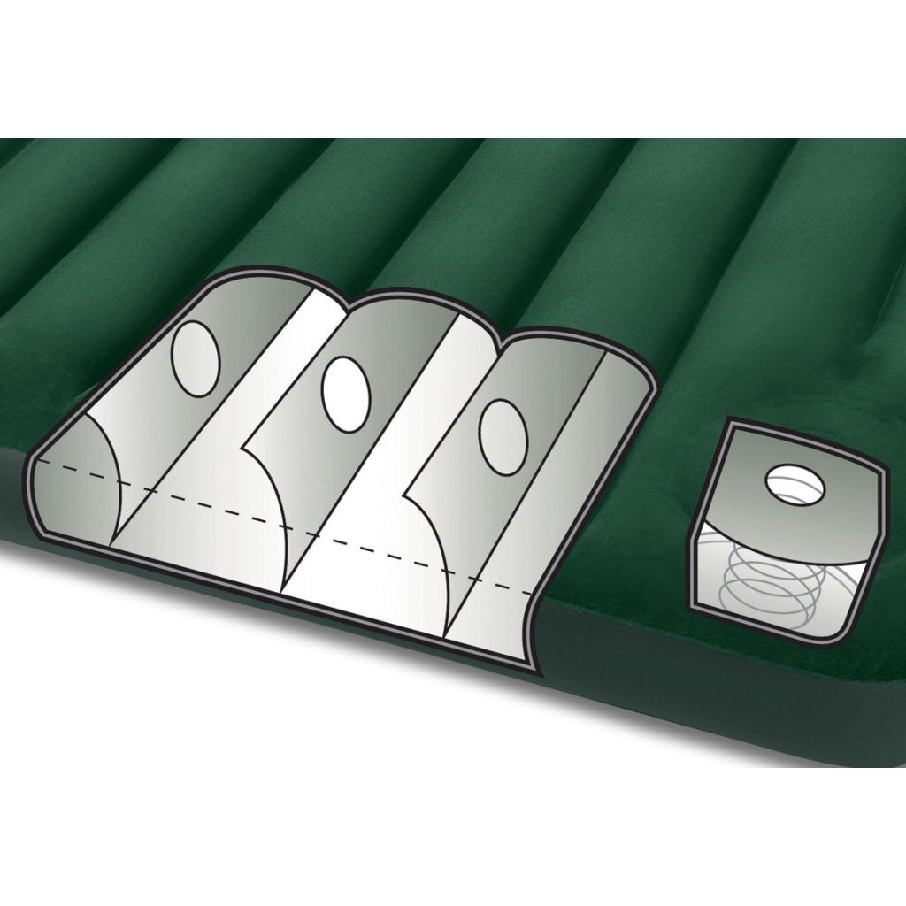 Intex Jr. Twin Dura-Beam Downy Single Airbed 191x76x25 cm + Built-in Foot Pump Green/Gray