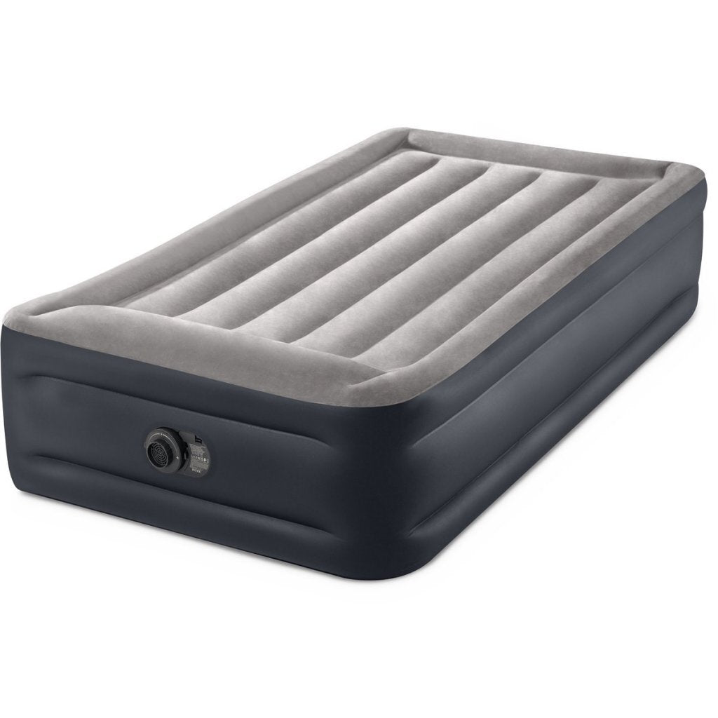 Intex Twin Deluxe Pillow Rest Single Airbed 191x99x42 cm + Built-in Pump Grey/Blue 64132ND