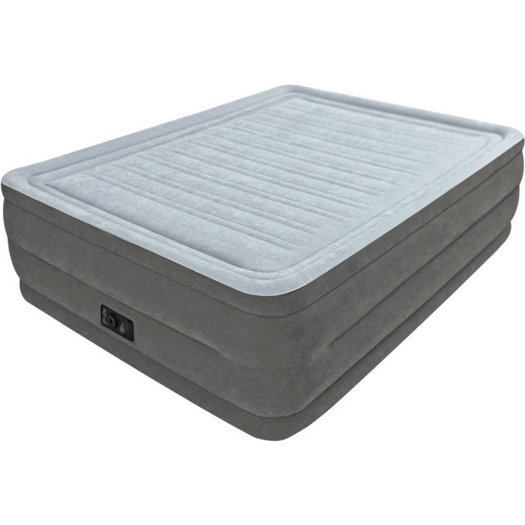 Intex 64418ND Comfort Plush Queen High 2-Persoons Luchtbed 203x152x56 cm + Ingebouwde Pomp Grijs