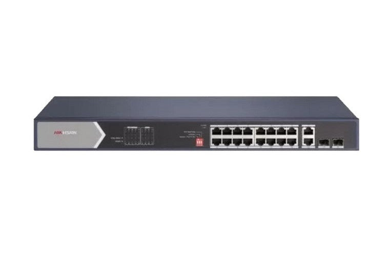 Hikvision Pro Series DS-3E0520HP-E - Switch - unmanaged - 12 x 10/100/1000 (PoE) + 4 x 10/100/1000 (Hi-PoE) + 2 x 10/100/1000 + 2 x Gigabit SFP - an Rack montierbar - High PoE / PoE (225 W) (DS-3E0520HP-E) afbeelding 1