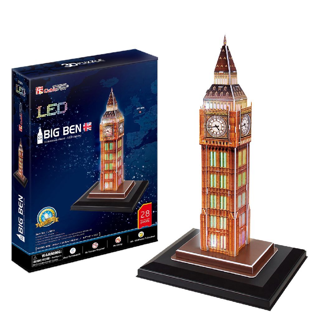 Cubic Fun 3D Puzzle Big Ben + LED Lighting 28 Pieces