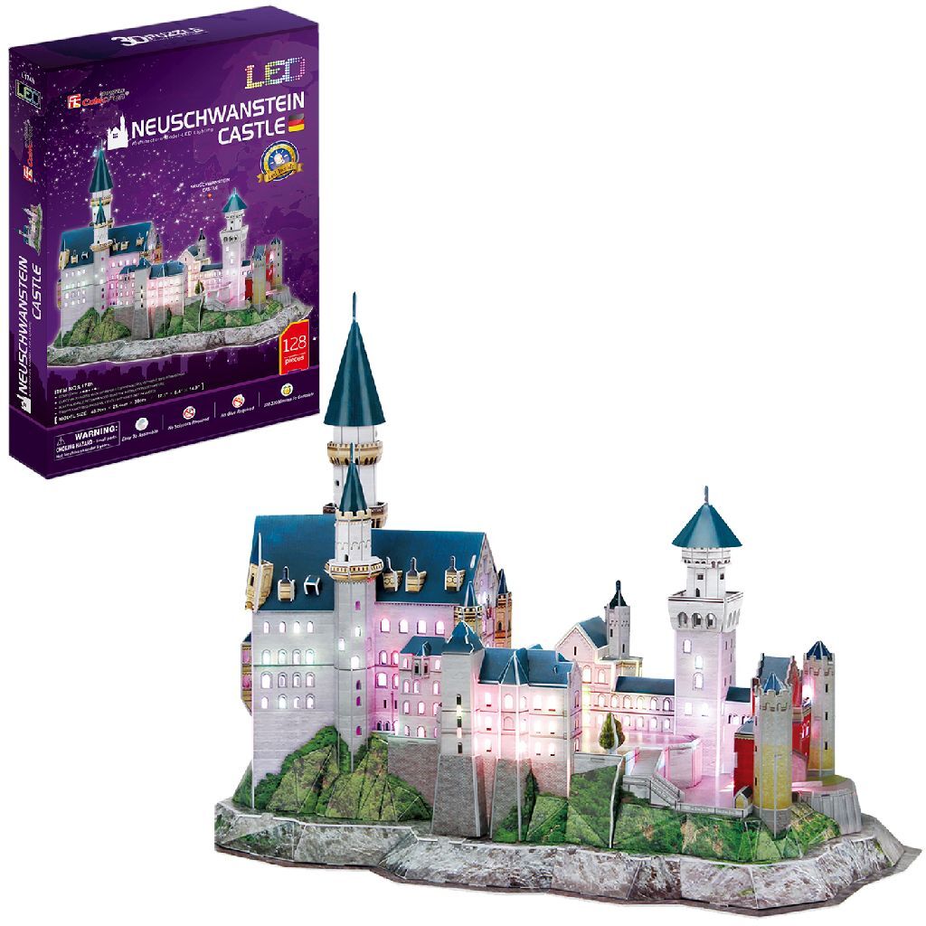 Cubic Fun 3D Puzzle Neuschwanstein Castle + LED Lighting 128 Pieces