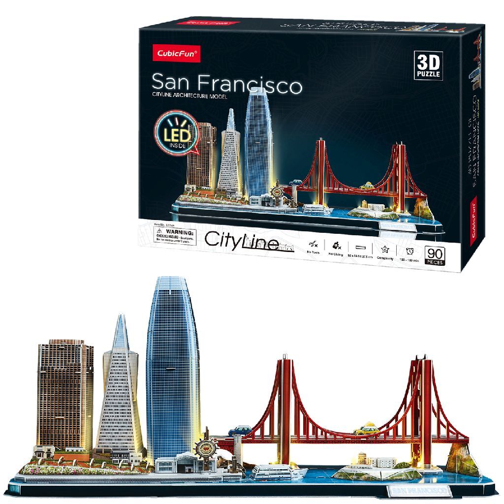 Cubic Fun 3D Puzzle City Line San Francisco + LED Lighting 90 Pieces