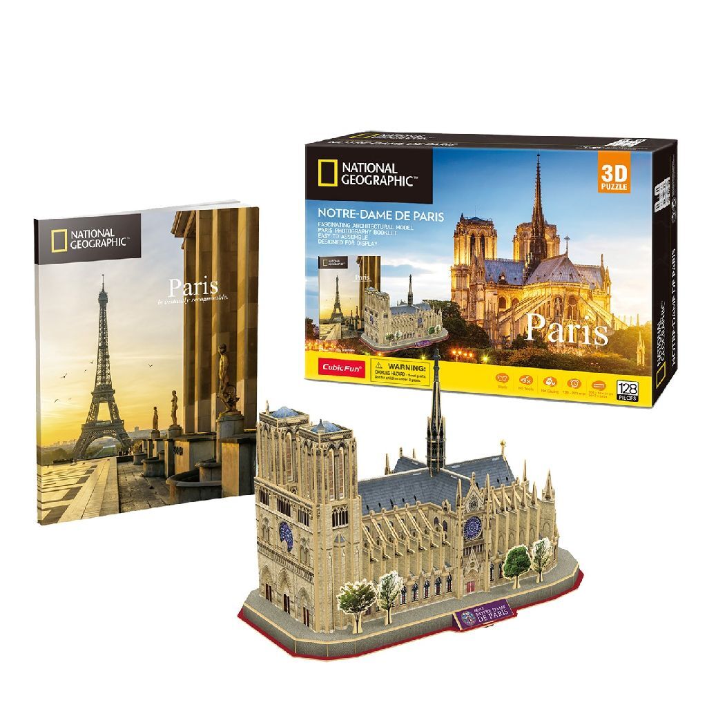 Cubic Fun National Geographic 3D Puzzle Notre-Dame Paris 128 Pieces