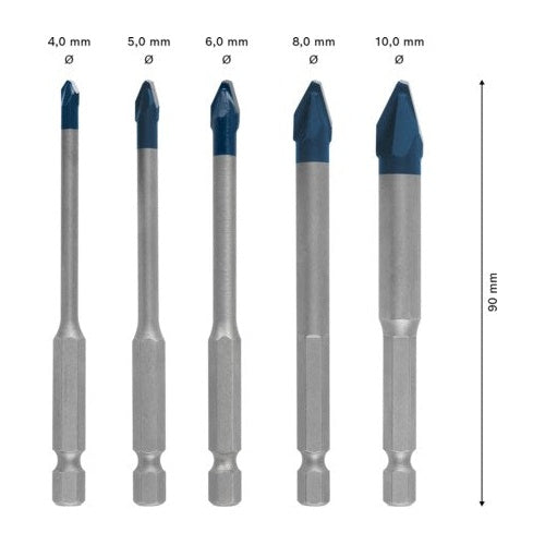Bosch Expert HEX-9 HardCeramic - Bohrersatz - für weiche Fliesen, harte Fliesen - 5 Stücke - 5 mm, 6 mm, 8 mm, 10 mm, 4 mm - Länge: 90 mm - 6949509232496 - image 4