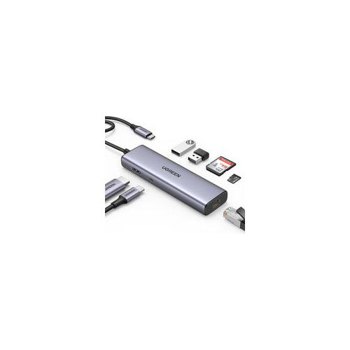 UGREEN USB-C to 2*USB3.0+HDMI+RJ 45+SD&TF +PD port Hub (90568) - 6957303895687 - image 1