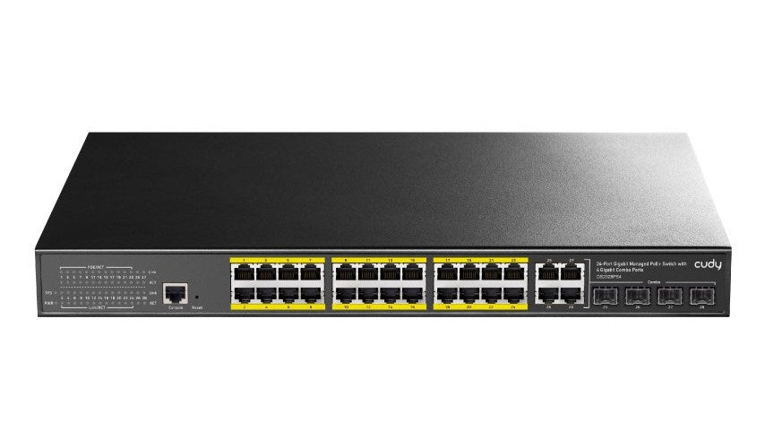 Cudy GS2028PS4 Managed L2 Gigabit Ethernet (10/100/1000) Power over Ethernet (PoE) 1U Black afbeelding 1