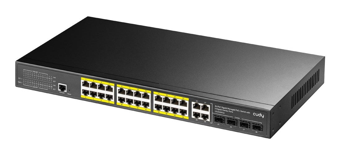 Cudy GS2028PS4 Managed L2 Gigabit Ethernet (10/100/1000) Power over Ethernet (PoE) 1U Black afbeelding 2