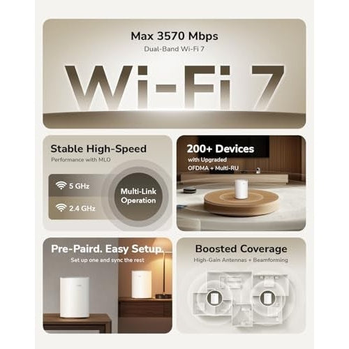 CUDY BE3600 Wi-Fi 7 Mesh Solution - Router - 2,88 Gbps (M3600(2-Pack)) afbeelding 2