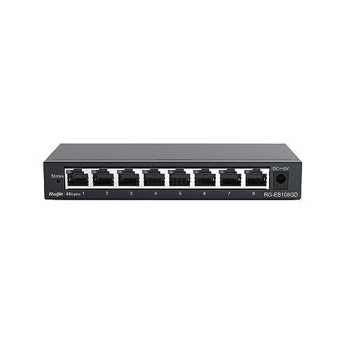 Reyee 8-Port 1Gbit unmanaged Desktop Switch Metallgehäuse - Switch - 16 Gbps (RG-ES108GD) afbeelding 6