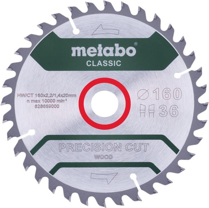 Metabo Circular Saw Blade Precision Cut Wood Classic 160 x 20 x 1.4 mm 36 Teeth 628659000