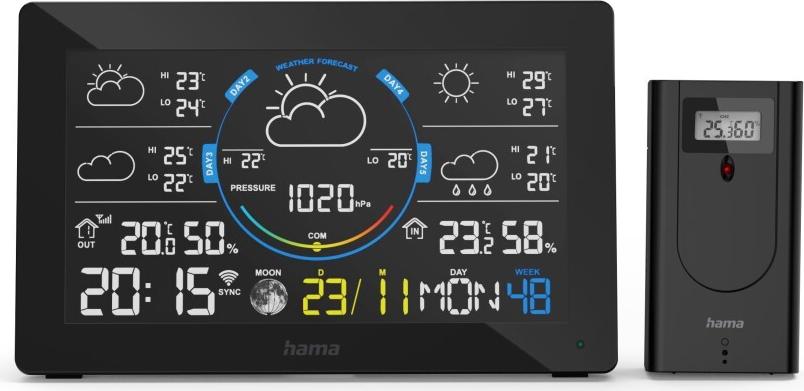 Hama Smart Weather Station with Outdoor Sensor, Thermometer, Hygrometer, Barometer (00176675)