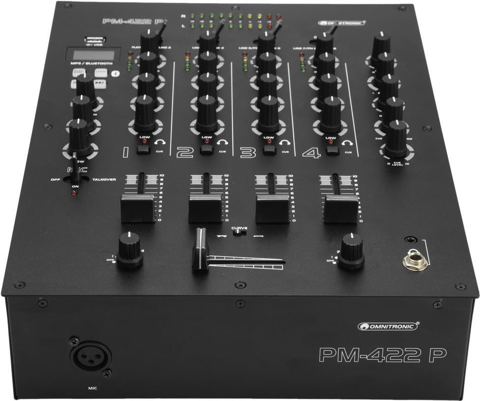 OMNITRONIC PM-422P 4-Channel DJ Mixer with Bluetooth and USB Player (10006878)