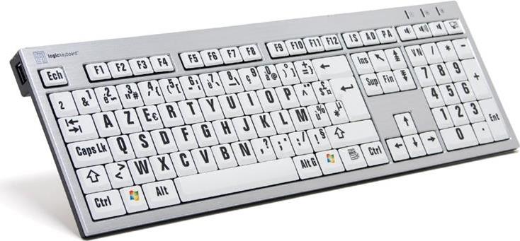 Logickeyboard LargePrint Keyboard - USB - AERTY - French - White