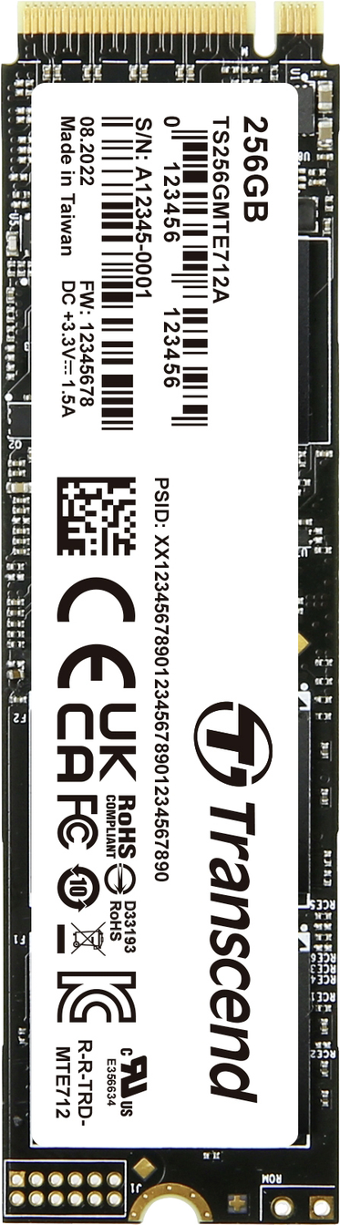 Transcend MTE712A - SSD - 256GB - Encrypted - M.2 2280 - PCIe 4.0 x4 - Self-Encrypting Drive - TS256GMTE712A