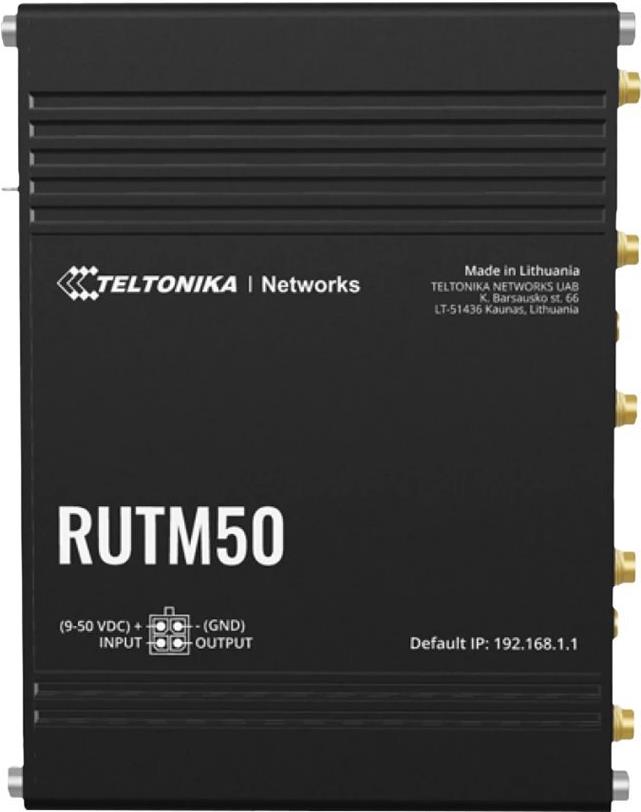 Teltonika RUTM50 - Wireless 5 G Router - 4-Port Switch - 1GbE, PPP - Wi-Fi 5 - Dual-Band - DIN Rail Mountable