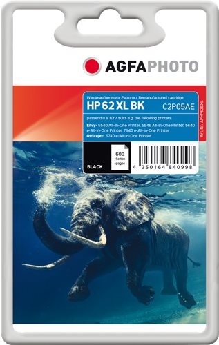 AgfaPhoto Ink Cartridge APHP62BXL 600 Pages Black