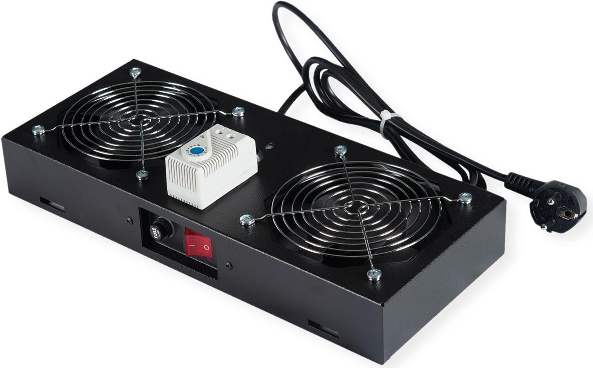 ROLINE Fan Unit with 2 Fans for 19" Wall-Mounted Enclosures Black (26.21.0189)