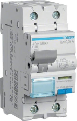 FI/LS Switch 1P+N 10kA C-16A 30mA - ADA566D