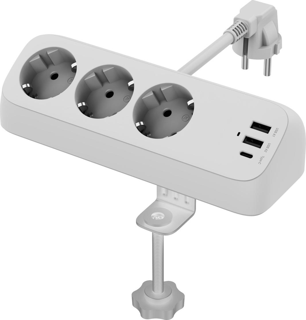 VALUE Desktop Power Strip - 3 Outlets + 3 USB Ports - PD 32W - Table Clamp - 19.99.1034