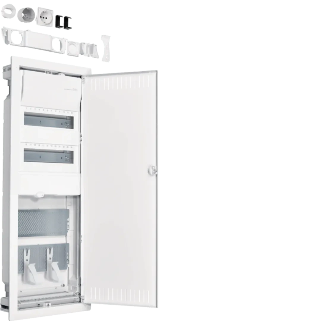 HAGER VU602NWH with socket and sheet steel door (VU602NWH)