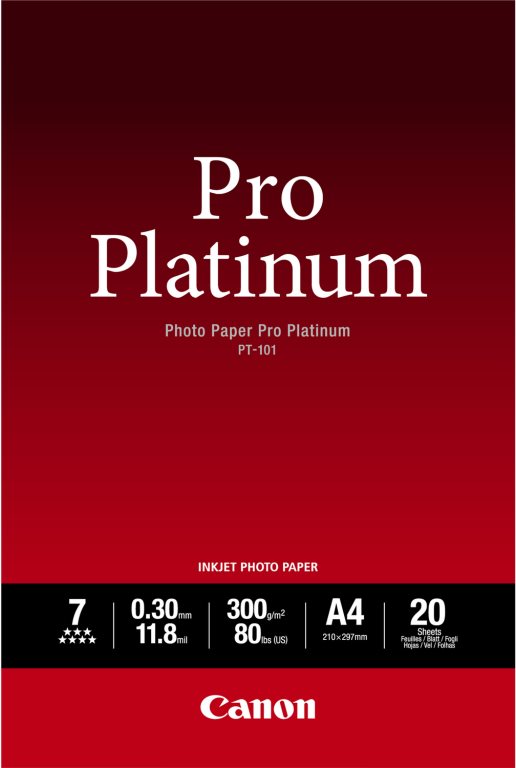 Canon Pro Platinum PT-101 - High-Gloss Photo Paper - 300 Microns A2 - 20 Sheets (2768B067AA) g/m2