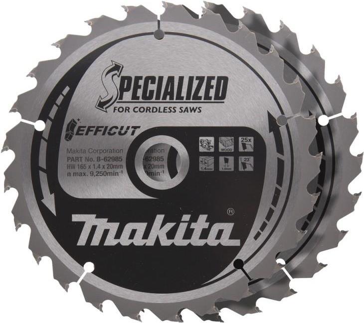 Cutting Disc for Wood MAKITA Efficut 165x1.4x20mm T25 23°, 2 pcs.