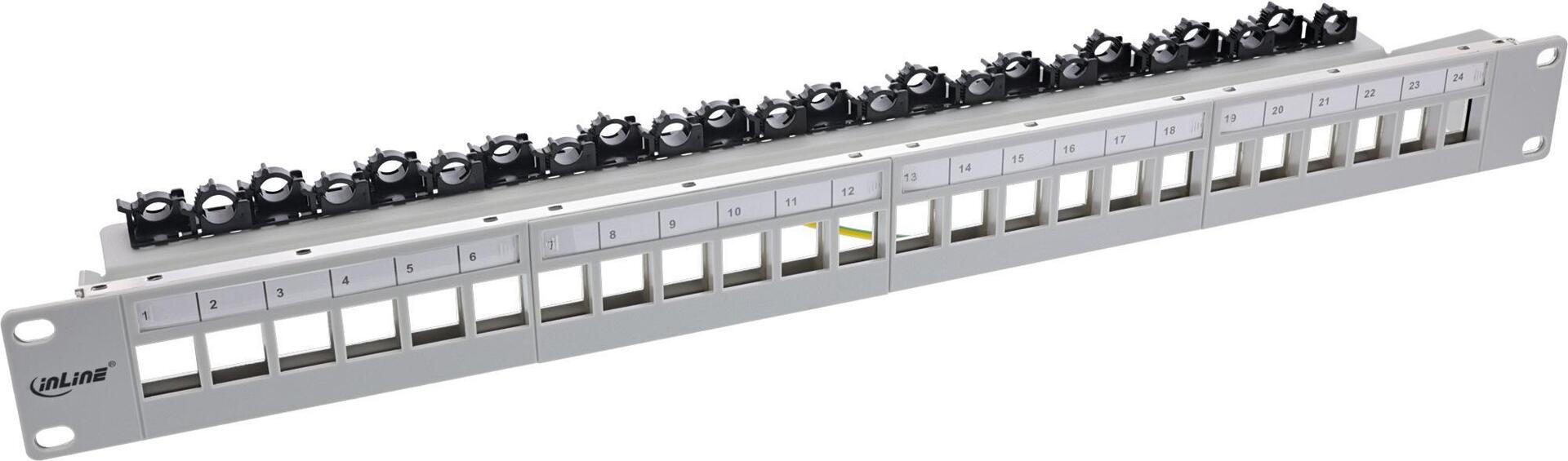 InLine 24-Port Keystone Patch Panel 19" 1U Light Gray 24-fach 1HE 76824O