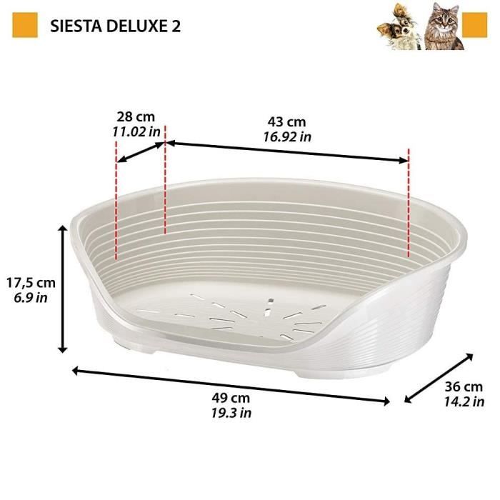 FERPLAST - Siesta Deluxe Basket Size 2 - 49 x 36 x 17.5 cm - Dark Grey