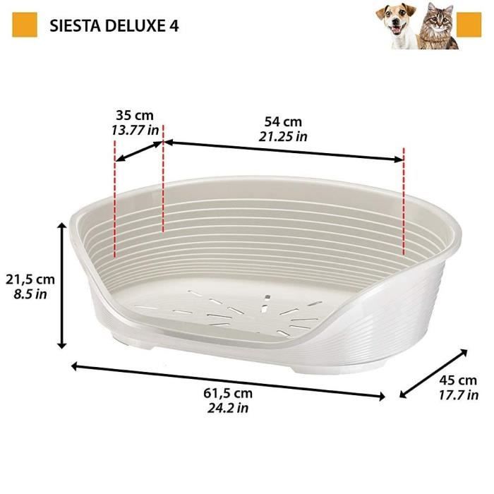 FERPLAST Siesta Deluxe Basket Size 4 - 61.5x45x21.5 cm - Dark Grey