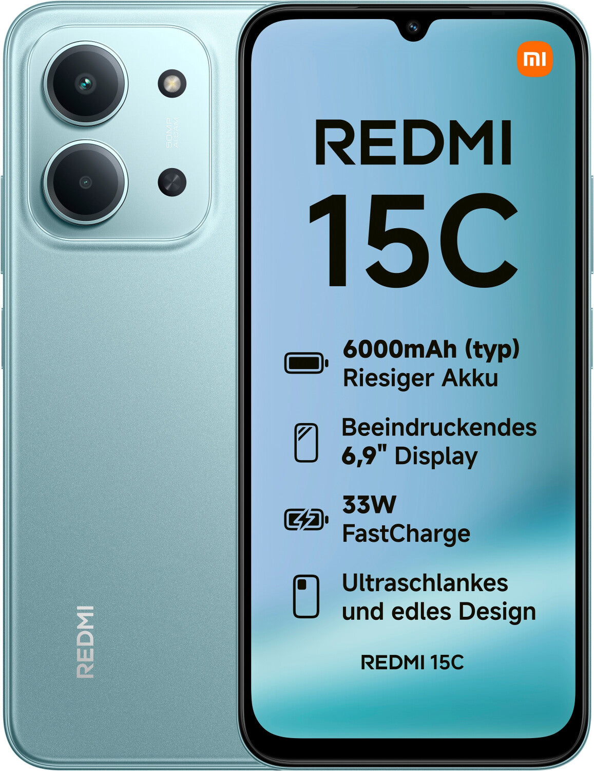Xiaomi Redmi 15C 5 G Dual Sim 4GB RAM 128GB - Mint Green [Energy Class A] (MZB0LITEU)