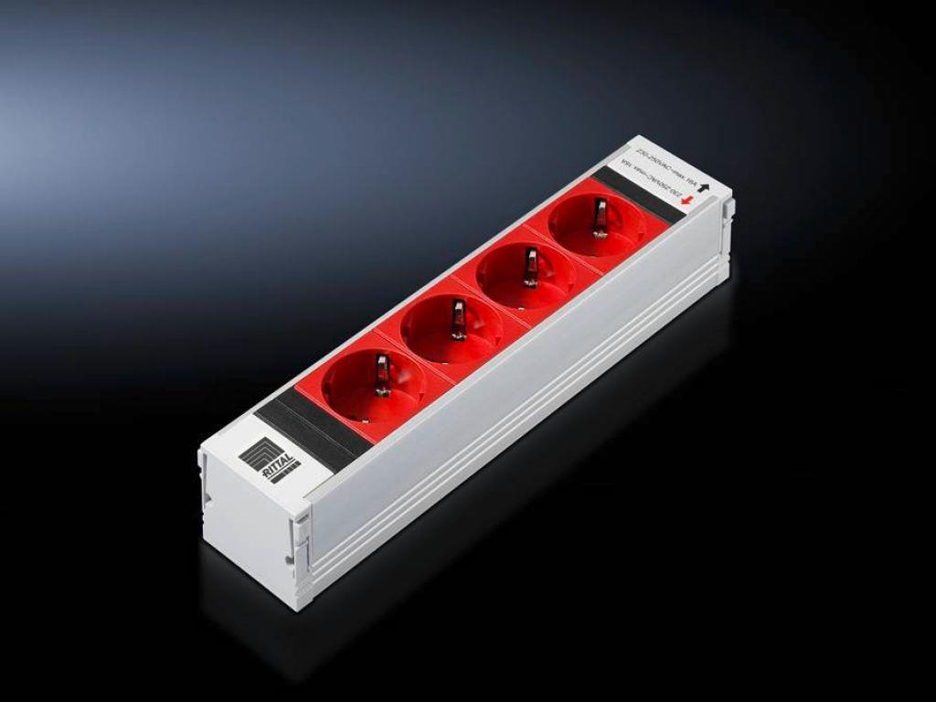 Rittal PSM Plus Power Strip, 4 Output Sockets (CEE 7/4), Red (7856240)