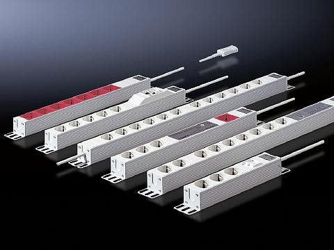 Rittal DK Power Strip - Aluminium Duct Extension Cord with 3 AC 230V Outlets - 2.0 m - Grey - 7240.110 CEE7/3