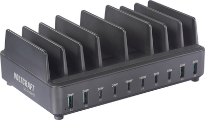 Voltcraft UC-240W01 USB Charging Station 240W 6x USB-C 4x USB-A Fast Charge, Black