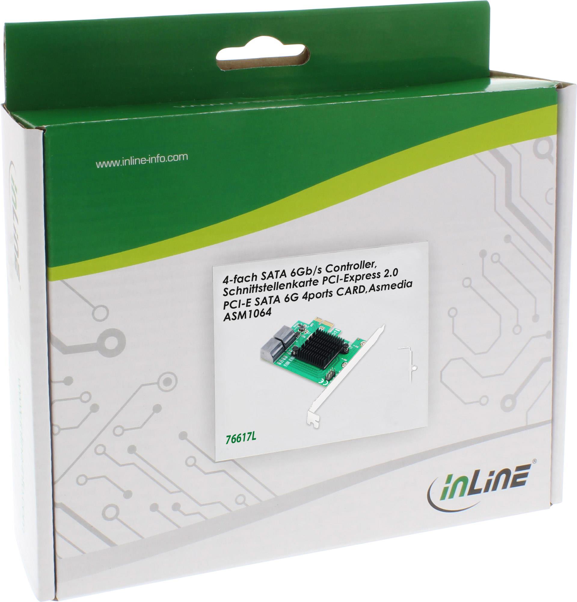 InLine Interface Card - 4x SATA 6Gb/s Controller - PCIe 2.0 (PCI-Express) (76617 L)