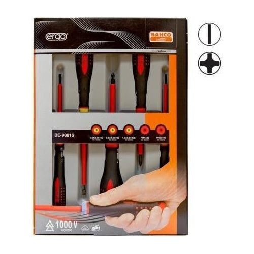 Bahco Ergo Elektriker Schraubendreher-Set 5teilig Schlitz, Kreuzschlitz Phillips (BE-9881S) afbeelding 1