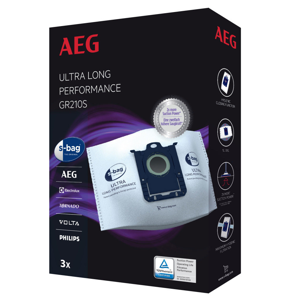 AEG S-Bag Ultra Long Performance Dust Bag 210s Pack of 3