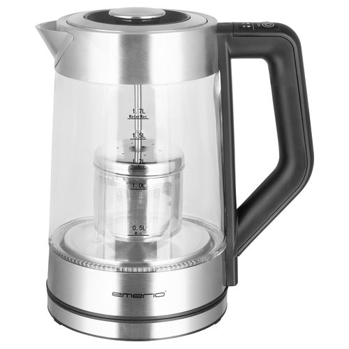 Emerio Wasserkocher, 1.7L, Glaskörper, Edelstahlfilter (WK-122730) afbeelding 1