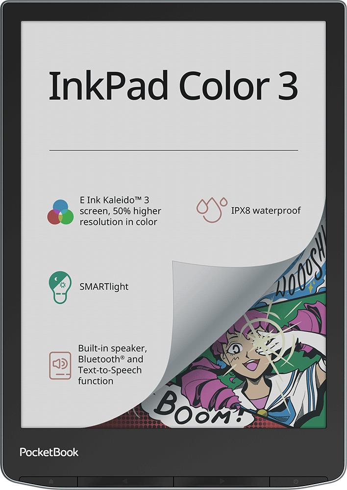 PocketBook InkPad Color 3 E-Reader - 19.8 cm (7.8") E Ink Display - Water Resistant AZW3 FB2 FB2.ZIP M4A M4B MP3