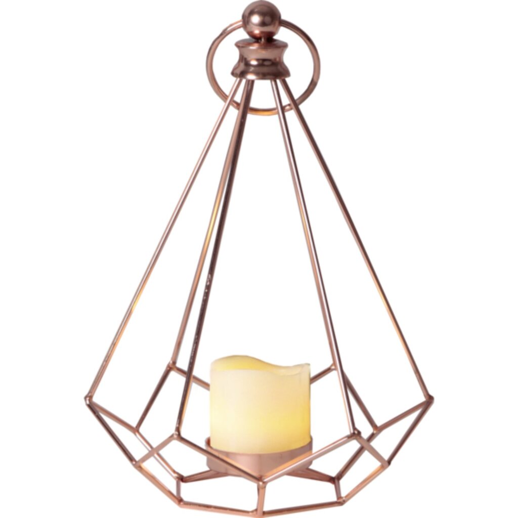 Edge Lantern with LED Candle 23.5 cm Copper