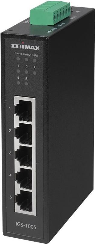 Edimax Industrieller 5-Port Gigabit DIN-Schienen-Switch Für raue Umgebungen in IoT und Smart City (IGS-1005)
