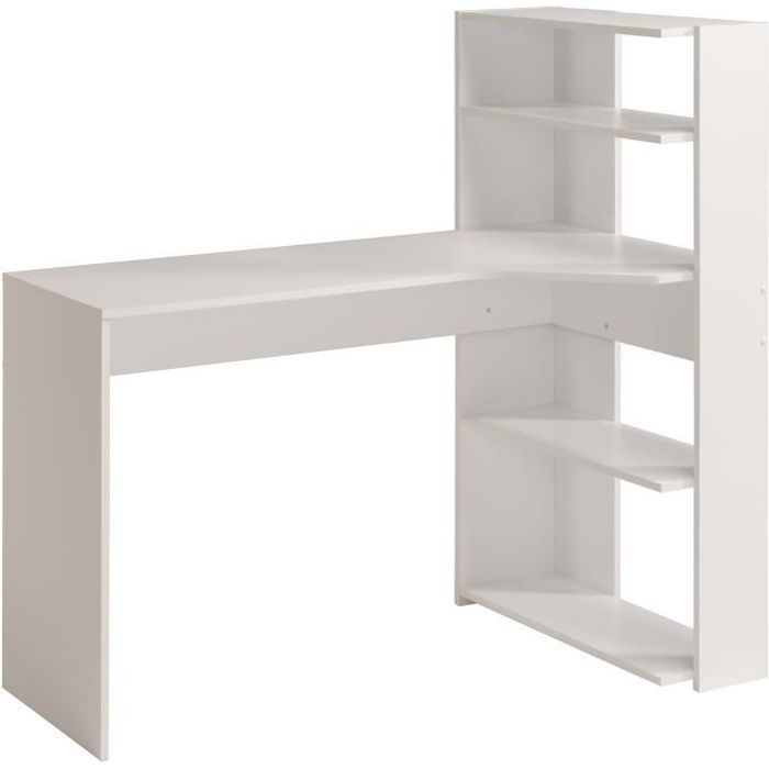PARISOT JUNE Corner Desk - White - W 122 cm - 1 Top, 2 Shelves