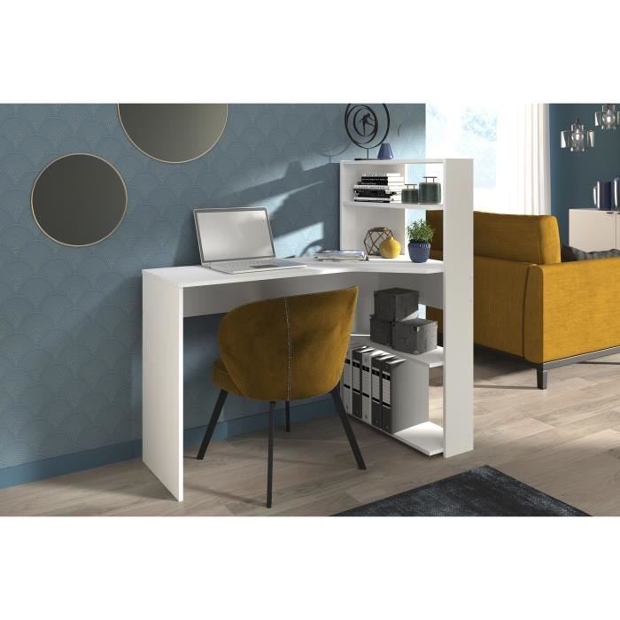 PARISOT JUNE Corner Desk - White - W 122 cm - 1 Top, 2 Shelves