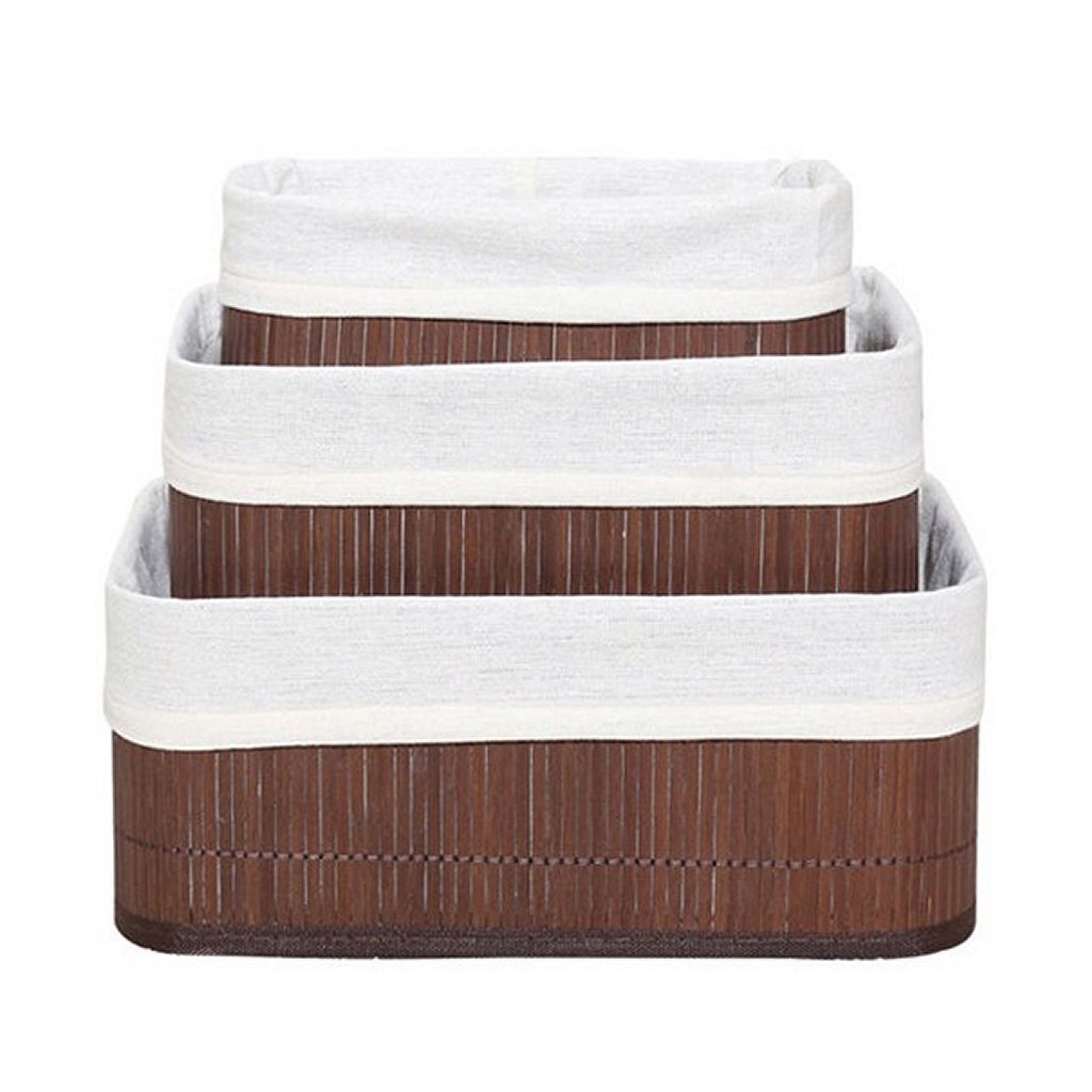 Homestyle Pro Bamboo Storage Baskets - 3 Pieces Brown/White