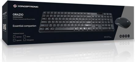 Conceptronic ORAZIO - Wireless Keyboard and Mouse Set - 2.4 GHz - Italian - Black - ORAZIO01IT