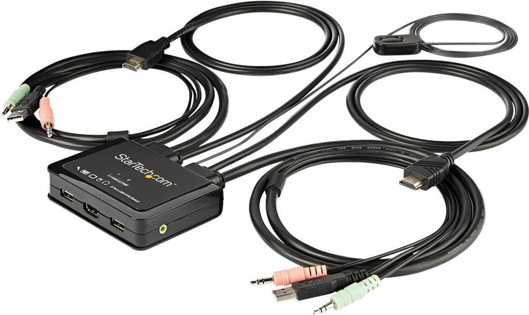 StarTech.com 2-Port HDMI KVM Switch with Built-In Cables - USB 4K 60Hz